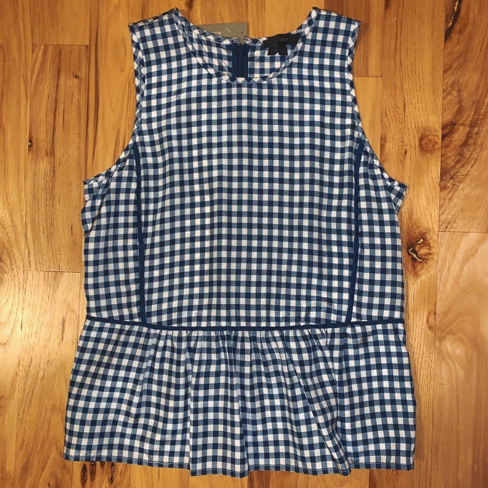 NWT - J Crew Peplum Top Gingham